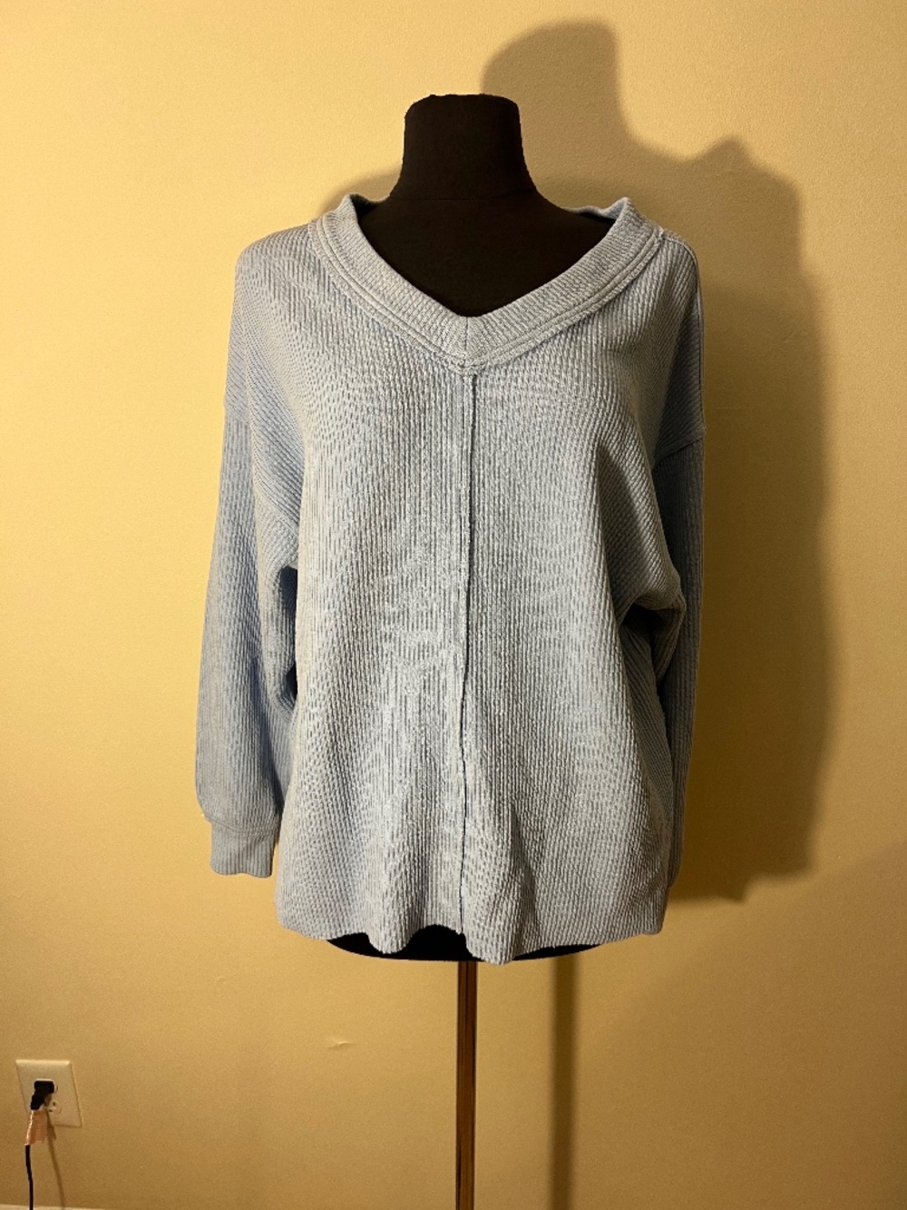 Aerie Light Blue Oversized V Neck Sweater